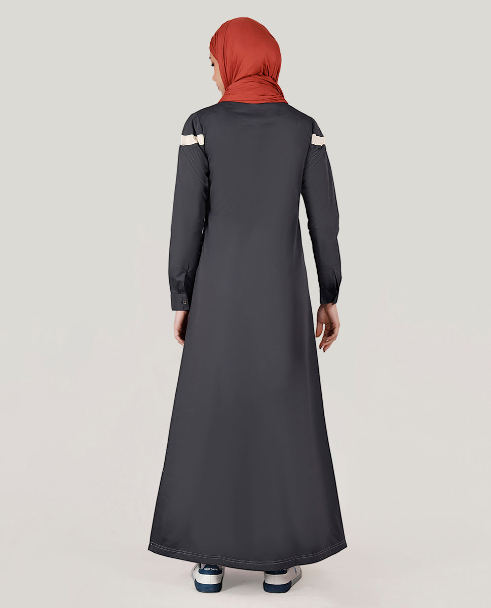 Dark Smoke Round Collar Jilbab